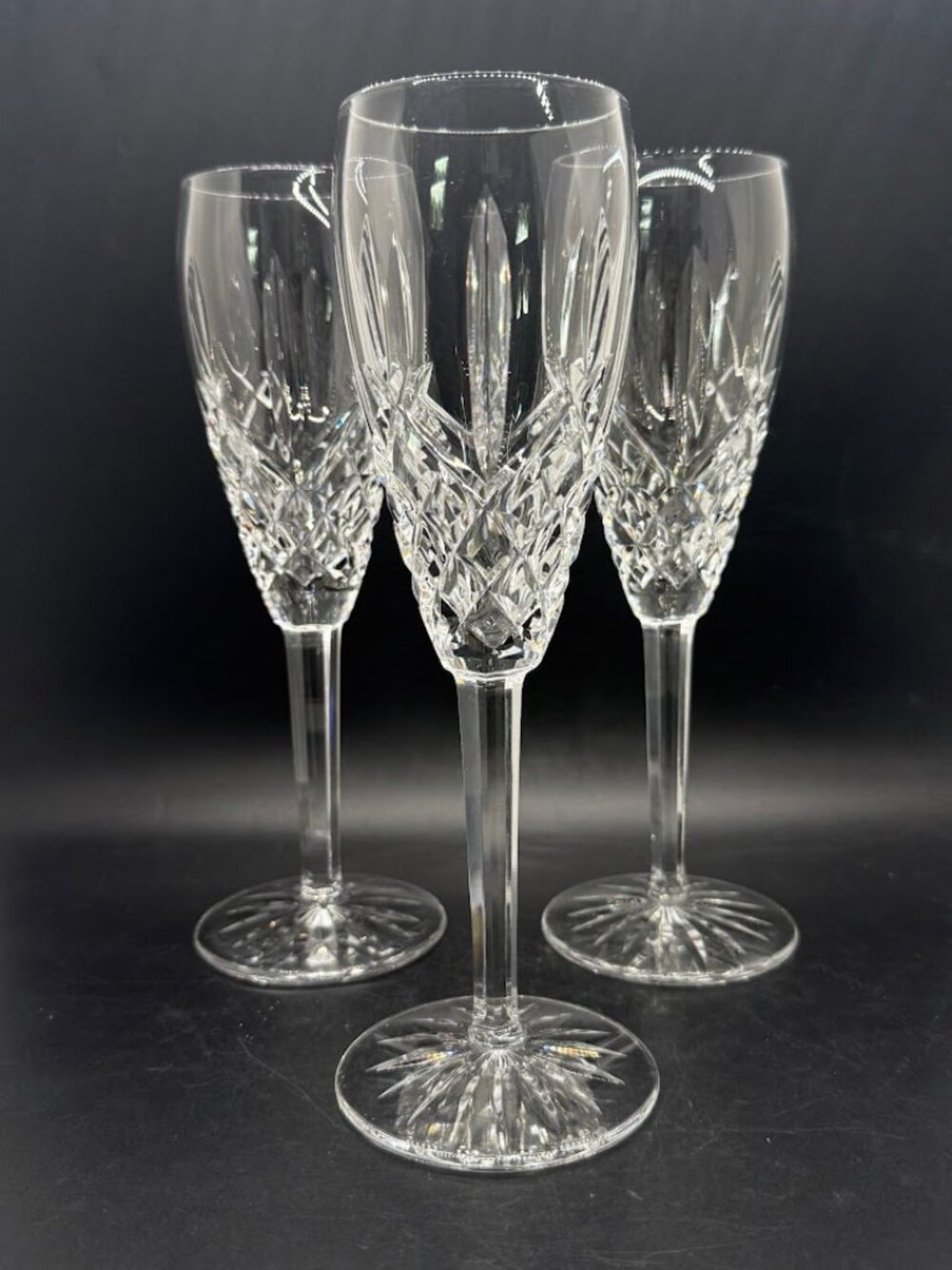 Waterford Araglin Crystal Fluted Champagne Flutes, set of 3